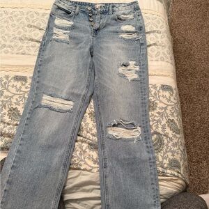 Altered state high-rise distressed straight jeans size 26 light wash button fly
